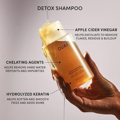 OUAI Hair Care Set: Clarifying Shampoo & Exfoliating Scalp Scrub - Deep Cleansing & Balancing Hair Care Kit with Detox Shampoo & Travel Size Sugar Scrub (2 Count) Avelisse