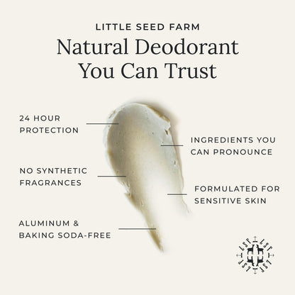 Little Seed Farm All Natural Deodorant Cream - Aluminum Free, Vanilla Honey, 2.4 oz