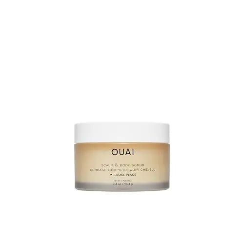 OUAI Scalp & Body Scrub Travel Size, Melrose Place - Exfoliating Body Scrub with Sugar & Coconut Oil Blend for Smooth, Moisturized Skin - Gentle for Removing Product Build Up (3.4 Oz) Avelisse