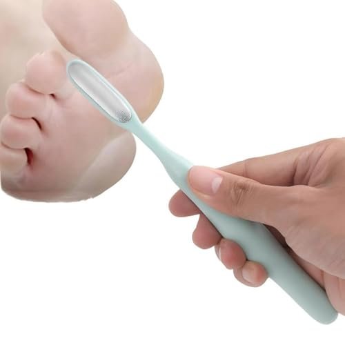 KINTEGOOD Precision Callus Remover & Bunion Scrubber – Mini Foot File Exfoliator for Toe Gaps, Hard Skin, and Corns, Compact Design for Pedicures, Stainless Steel, Light Blue