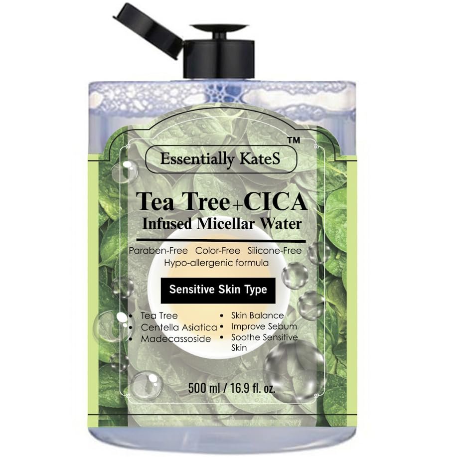 Essentially KateS Korean Micellar Water Makeup Remover 16.9 Fl Oz – No Stinging, No Tightness, No Over-Drying – SuperHydrating No-Rinse Facial Cleanser for Sensitive Skin - görsel 1