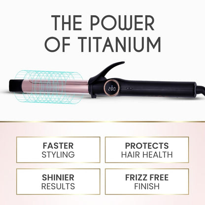 ELLA BELLA® Slimline Curling Iron 1 Inch - Professional Titanium Curling Wand for Long-Lasting Curls, Dual Voltage Avelisse