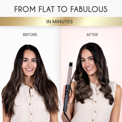 ELLA BELLA® Slimline Curling Iron 1 Inch - Professional Titanium Curling Wand for Long-Lasting Curls, Dual Voltage Avelisse