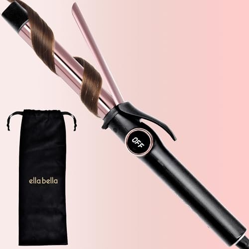 ELLA BELLA® Slimline Curling Iron 1 Inch - Professional Titanium Curling Wand for Long-Lasting Curls, Dual Voltage Avelisse