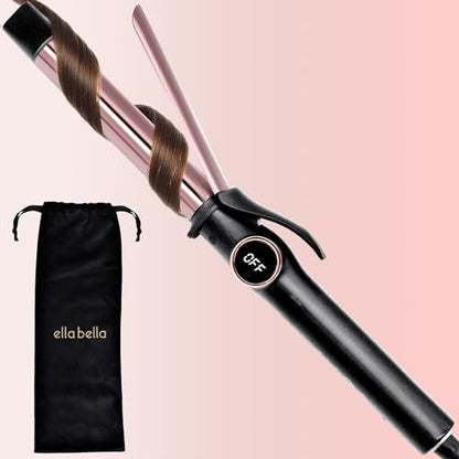 ELLA BELLA® Slimline Curling Iron 1 Inch - Professional Titanium Curling Wand for Long-Lasting Curls, Dual Voltage Avelisse