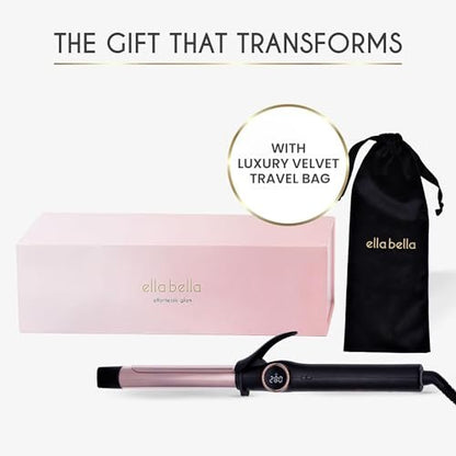 ELLA BELLA® Slimline Curling Iron 1 Inch - Professional Titanium Curling Wand for Long-Lasting Curls, Dual Voltage Avelisse