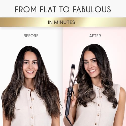 ELLA BELLA® Slimline Curling Iron 1 Inch - Professional Titanium Curling Wand for Long-Lasting Curls, Dual Voltage Avelisse