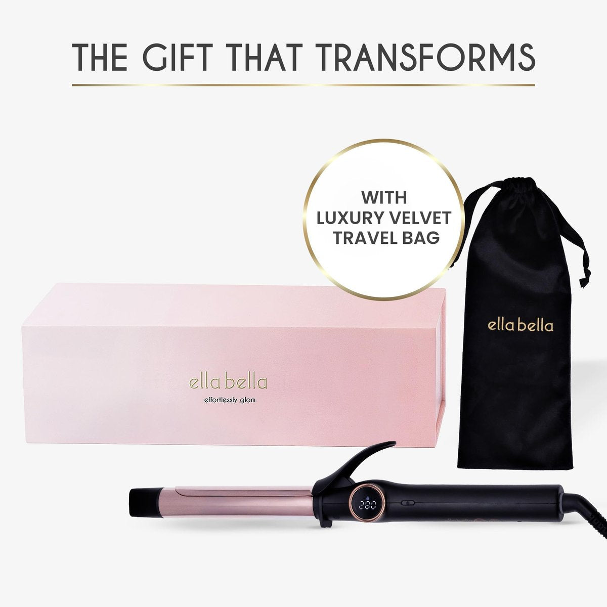ELLA BELLA® Slimline Curling Iron 1 Inch - Professional Titanium Curling Wand for Long-Lasting Curls, Dual Voltage Avelisse