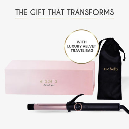 ELLA BELLA® Slimline Curling Iron 1 Inch - Professional Titanium Curling Wand for Long-Lasting Curls, Dual Voltage Avelisse