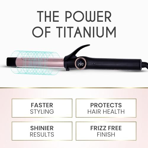 ELLA BELLA® Slimline Curling Iron 1 Inch - Professional Titanium Curling Wand for Long-Lasting Curls, Dual Voltage Avelisse