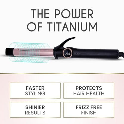 ELLA BELLA® Slimline Curling Iron 1 Inch - Professional Titanium Curling Wand for Long-Lasting Curls, Dual Voltage Avelisse