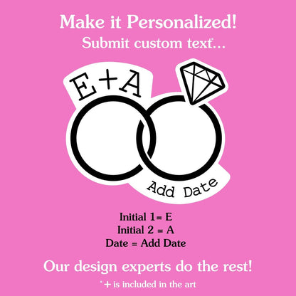 Personalized Wedding Rings Temporary Tattoos - Custom Couple's Initials & Wedding Date - Set of 12 - Big Dot of Happiness