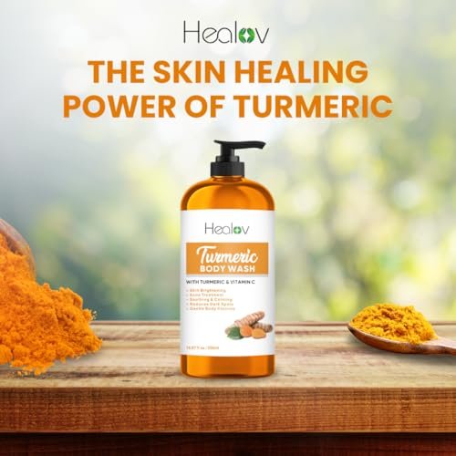 Ganskin Turmeric Body Wash – Brightening Soap for Dark Spots & Hyperpigmentation, Exfoliating Face and Body Wash for Acne, Scars, Natural Bath Liquid Soap Avelisse