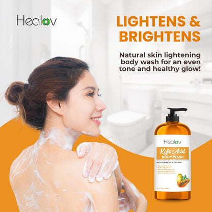 Ganskin Kojic Acid Soap for Hyperpigmentation – Skin Brightening Kojic Papaya Body Wash – Dark Spot Soap Reduces Acne, Scars, and Evens Tone – Turmeric Body Wash for Brighter Glowing Tone