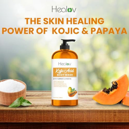 Ganskin Kojic Acid Soap for Hyperpigmentation – Skin Brightening Kojic Papaya Body Wash – Dark Spot Soap Reduces Acne, Scars, and Evens Tone – Turmeric Body Wash for Brighter Glowing Tone
