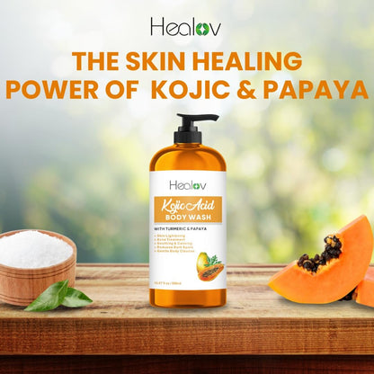 Ganskin Kojic Acid Soap for Hyperpigmentation – Skin Brightening Kojic Papaya Body Wash – Dark Spot Soap Reduces Acne, Scars, and Evens Tone – Turmeric Body Wash for Brighter Glowing Tone