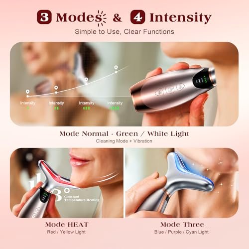 Pedete Facial Massager: 7-Color Red Light Therapy with Heat & Vibration for Face and Neck Avelisse