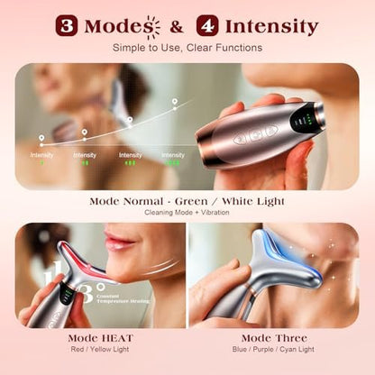 Pedete Facial Massager: 7-Color Red Light Therapy with Heat & Vibration for Face and Neck Avelisse