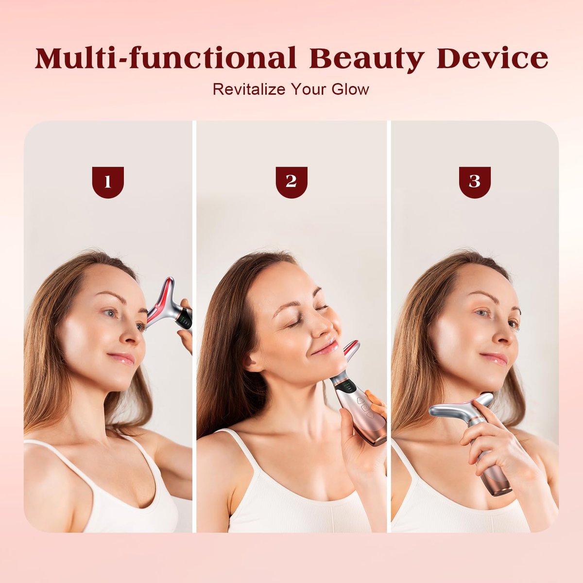 Pedete Facial Massager: 7-Color Red Light Therapy with Heat & Vibration for Face and Neck Avelisse