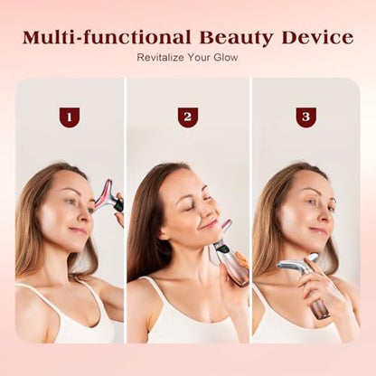 Pedete Facial Massager: 7-Color Red Light Therapy with Heat & Vibration for Face and Neck Avelisse