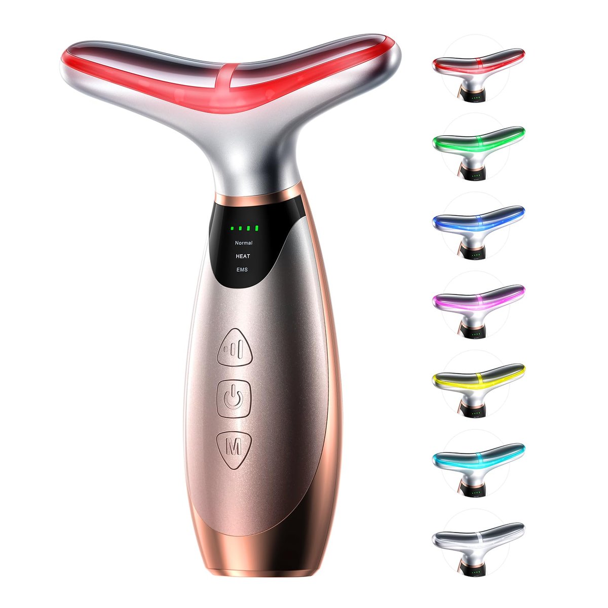 Pedete Facial Massager: 7-Color Red Light Therapy with Heat & Vibration for Face and Neck Avelisse