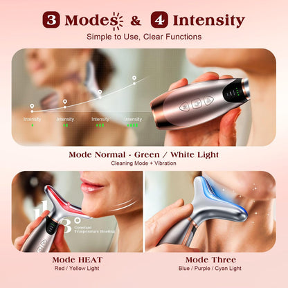 Pedete Facial Massager: 7-Color Red Light Therapy with Heat & Vibration for Face and Neck Avelisse