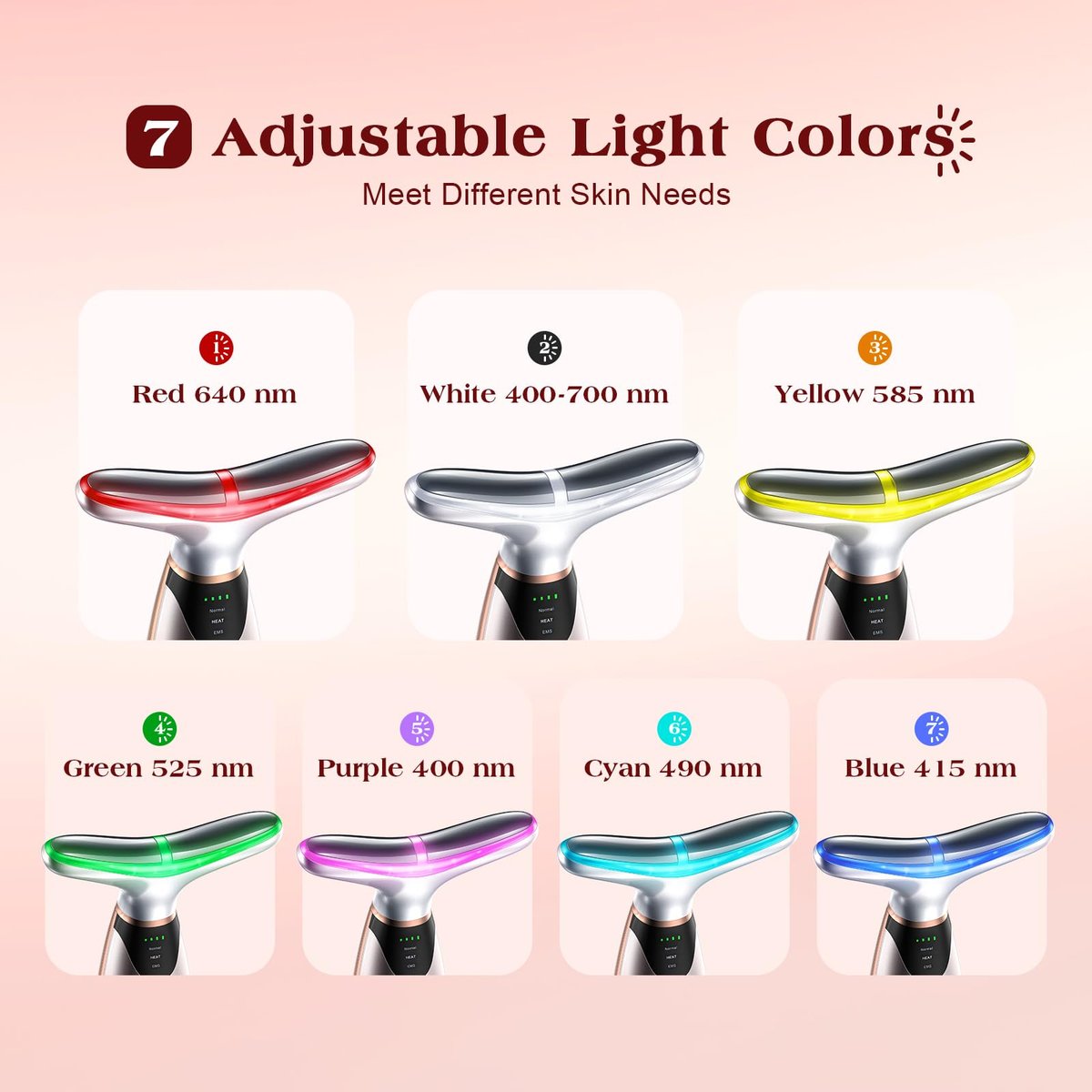 Pedete Facial Massager: 7-Color Red Light Therapy with Heat & Vibration for Face and Neck Avelisse