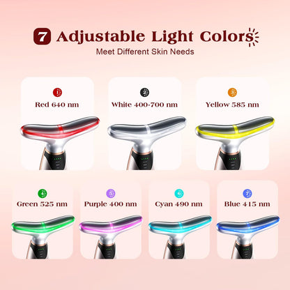 Pedete Facial Massager: 7-Color Red Light Therapy with Heat & Vibration for Face and Neck Avelisse