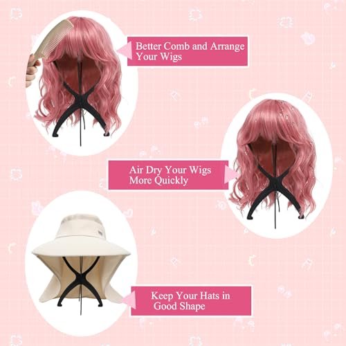 Seewaazee 2 Pack Wig Stand – Portable Wig Holder for Styling and Storage, Black Tripod Wig Head Stand for Multiple Wigs - görsel 12