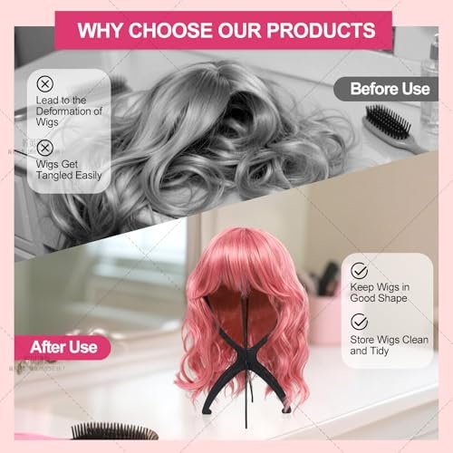 Seewaazee 2 Pack Wig Stand – Portable Wig Holder for Styling and Storage, Black Tripod Wig Head Stand for Multiple Wigs - görsel 6