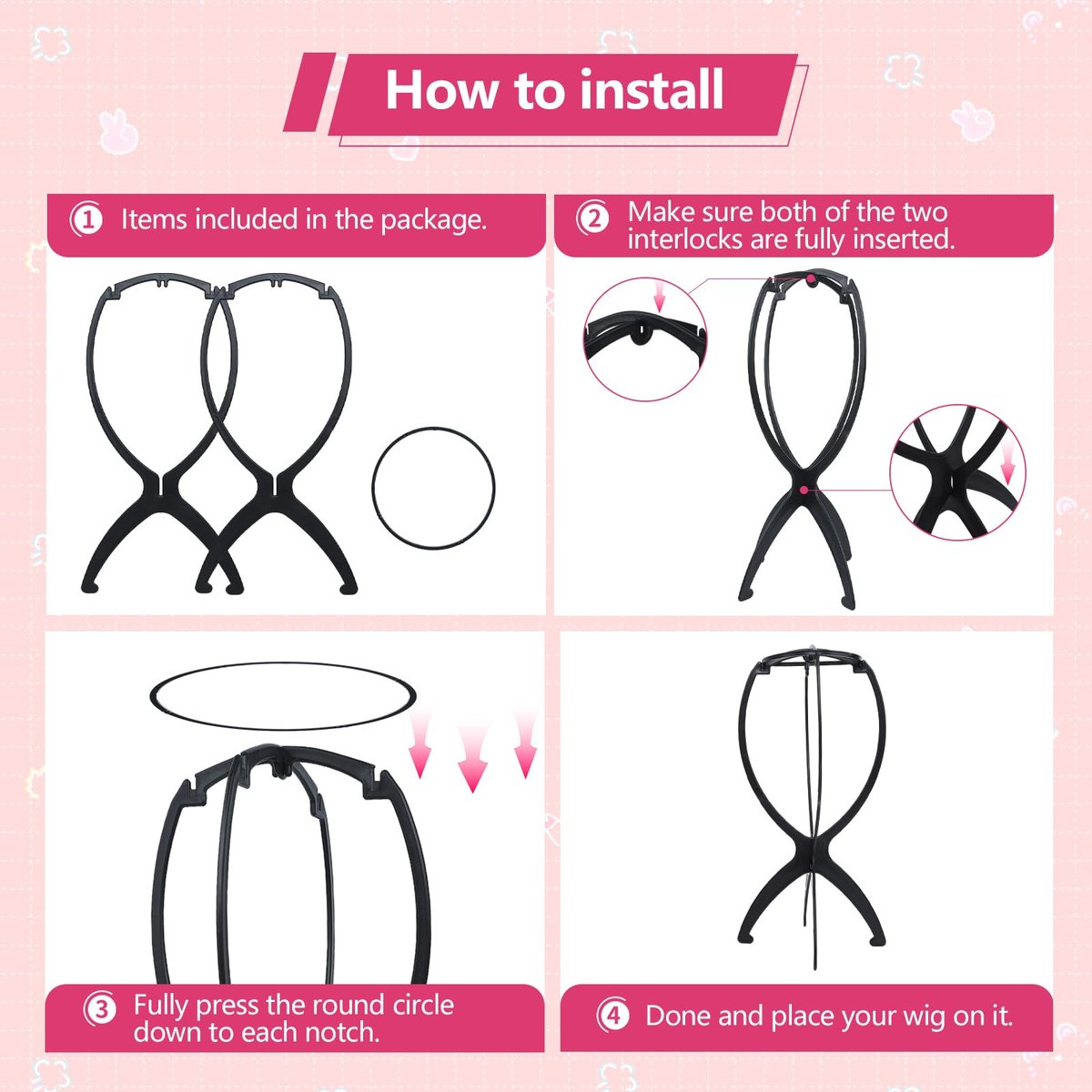 Seewaazee 2 Pack Wig Stand – Portable Wig Holder for Styling and Storage, Black Tripod Wig Head Stand for Multiple Wigs - görsel 13