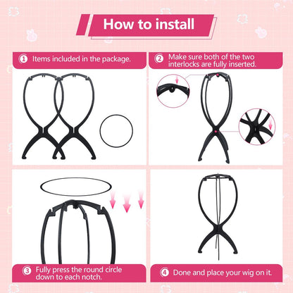 Seewaazee 2 Pack Wig Stand – Portable Wig Holder for Styling and Storage, Black Tripod Wig Head Stand for Multiple Wigs
