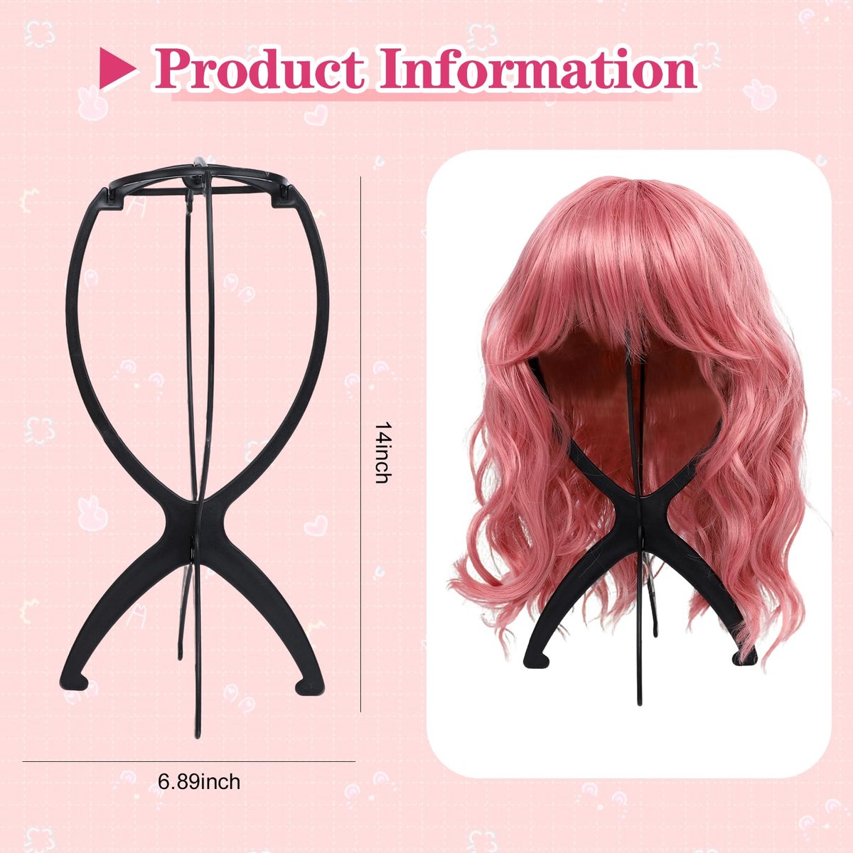 Seewaazee 2 Pack Wig Stand – Portable Wig Holder for Styling and Storage, Black Tripod Wig Head Stand for Multiple Wigs - görsel 3