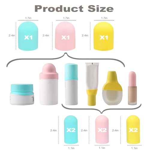 9 Pack Silicone Bottle Covers for Traveling - Leak Proof Airplane Travel Essentials for Women, Beach Vacation and Cruise Ship Accessories - görsel 4