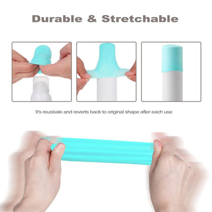9 Pack Silicone Bottle Covers for Traveling - Leak Proof Airplane Travel Essentials for Women, Beach Vacation and Cruise Ship Accessories