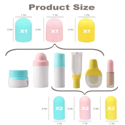 9 Pack Silicone Bottle Covers for Traveling - Leak Proof Airplane Travel Essentials for Women, Beach Vacation and Cruise Ship Accessories