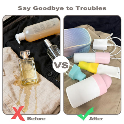 9 Pack Silicone Bottle Covers for Traveling - Leak Proof Airplane Travel Essentials for Women, Beach Vacation and Cruise Ship Accessories