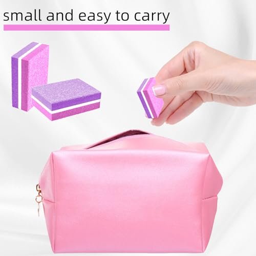 50 Pcs Sponge Nail Buffers 100/180 Grit Mini Nail Files - Double-Sided Buffing Blocks for Acrylic & Natural Nails, Manicure & Pedicure, Salon & Home Use (Pink-Purple) - görsel 10