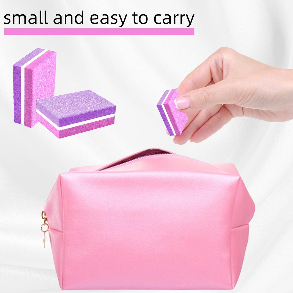 50 Pcs Sponge Nail Buffers 100/180 Grit Mini Nail Files - Double-Sided Buffing Blocks for Acrylic & Natural Nails, Manicure & Pedicure, Salon & Home Use (Pink-Purple) - görsel 9