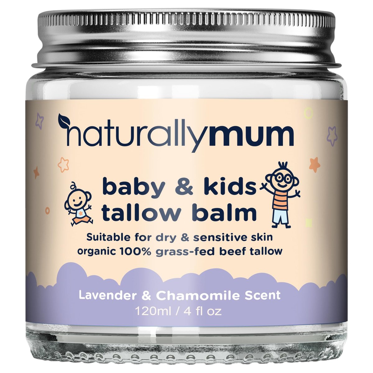 NaturallyMum Baby & Kids Tallow Balm - All-Natural Organic Grass Fed Beef Tallow Moisturizing Cream for Dry & Sensitive Skin - 4.2 fl oz Avelisse