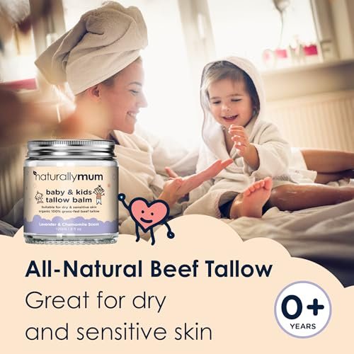 NaturallyMum Baby & Kids Tallow Balm - All-Natural Organic Grass Fed Beef Tallow Moisturizing Cream for Dry & Sensitive Skin - 4.2 fl oz Avelisse