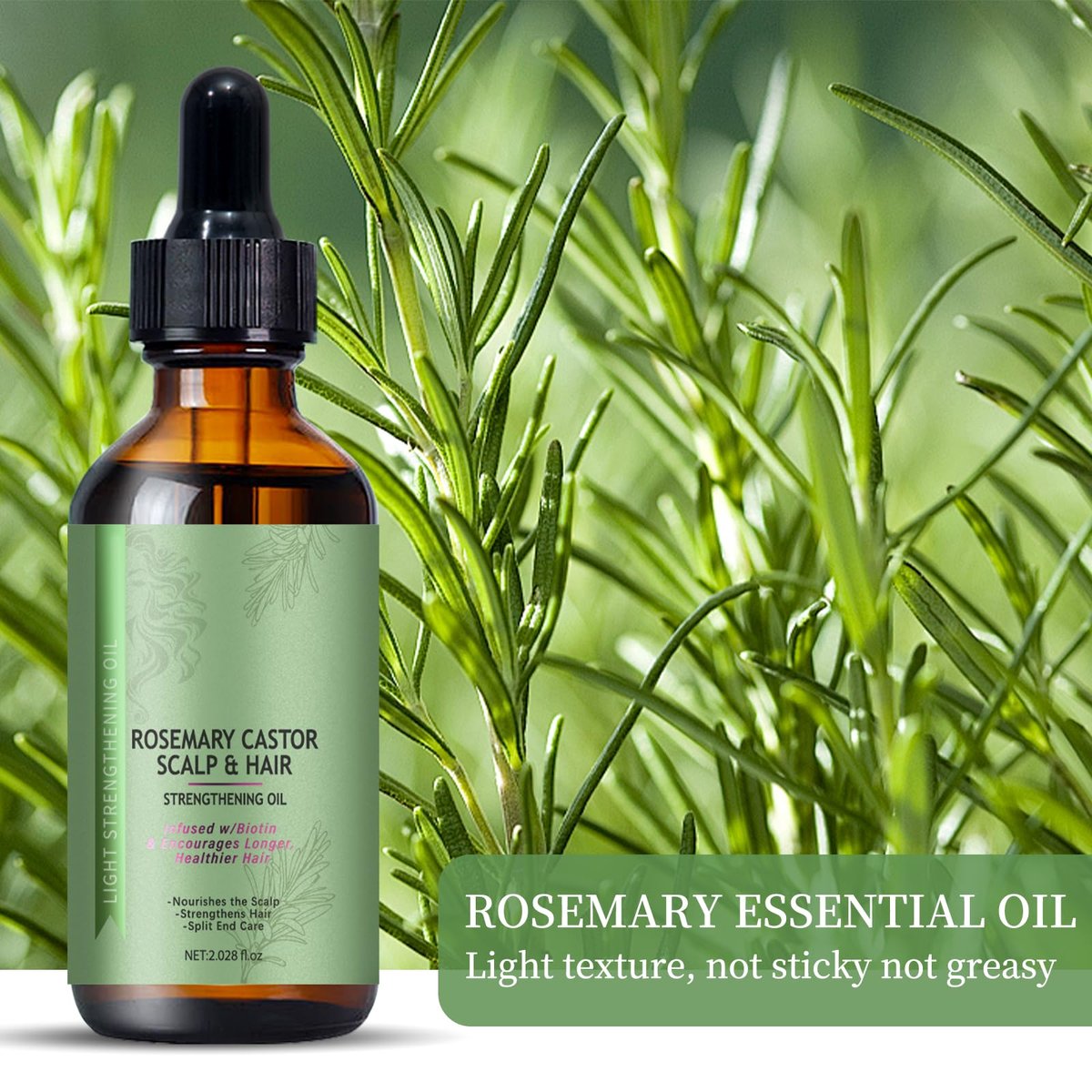 Venrock Rosemary Castor Hair Oil - Biotin Infused Scalp & Hair Strengthening Oil for Nourishing Scalp, Repairing Split Ends & Encouraging Longer, Healthier Hair | Lightweight Daily Hair Care - görsel 7