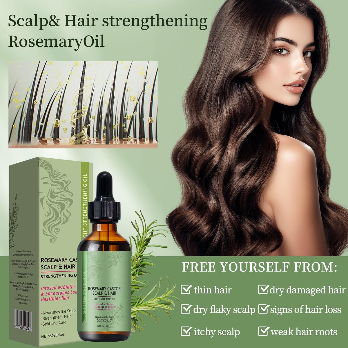 Venrock Rosemary Castor Hair Oil - Biotin Infused Scalp & Hair Strengthening Oil for Nourishing Scalp, Repairing Split Ends & Encouraging Longer, Healthier Hair | Lightweight Daily Hair Care - görsel 11