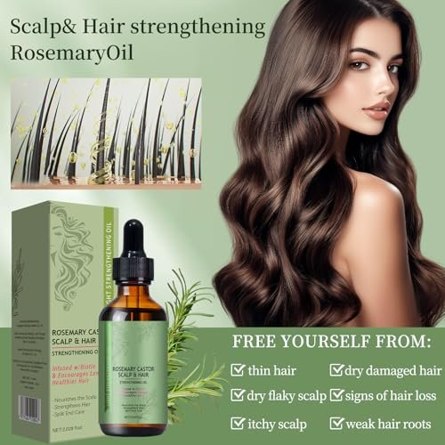Venrock Rosemary Castor Hair Oil - Biotin Infused Scalp & Hair Strengthening Oil for Nourishing Scalp, Repairing Split Ends & Encouraging Longer, Healthier Hair | Lightweight Daily Hair Care - görsel 12