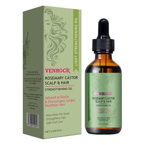 Venrock Rosemary Castor Hair Oil - Biotin Infused Scalp & Hair Strengthening Oil for Nourishing Scalp, Repairing Split Ends & Encouraging Longer, Healthier Hair | Lightweight Daily Hair Care - görsel 2