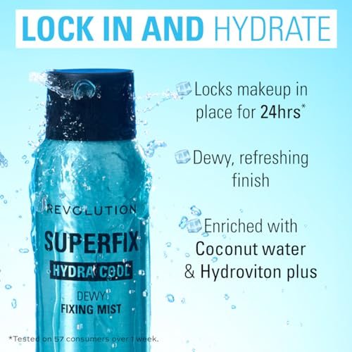 Revolution Superfix Hydra Cool Prep + Fix Continuous Fixing Mist – Hydrating Face Spray with Aloe Vera, Vegan & Cruelty Free, 5.7 oz Avelisse