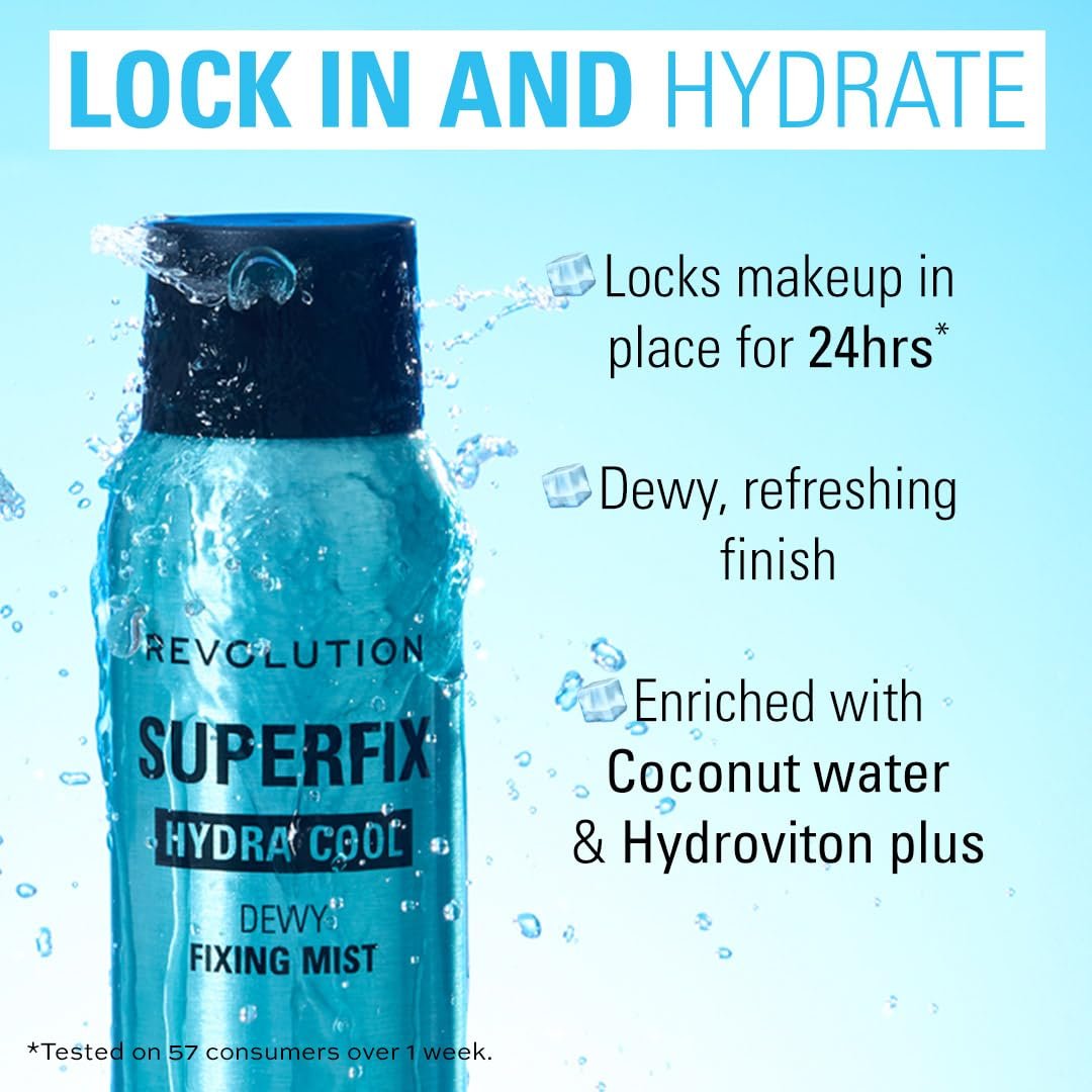 Revolution Superfix Hydra Cool Prep + Fix Continuous Fixing Mist – Hydrating Face Spray with Aloe Vera, Vegan & Cruelty Free, 5.7 oz Avelisse