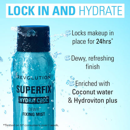 Revolution Superfix Hydra Cool Prep + Fix Continuous Fixing Mist – Hydrating Face Spray with Aloe Vera, Vegan & Cruelty Free, 5.7 oz Avelisse