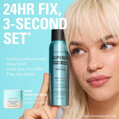 Revolution Superfix Hydra Cool Prep + Fix Continuous Fixing Mist – Hydrating Face Spray with Aloe Vera, Vegan & Cruelty Free, 5.7 oz Avelisse