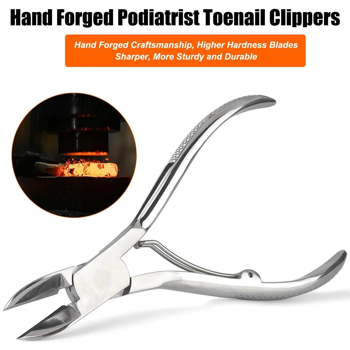 Podiatrist Toenail Clippers - Super Sharp & Wear-Resistant Stainless Steel for Thick & Ingrown Nails, Curved Blade for Men, Women, Seniors Avelisse